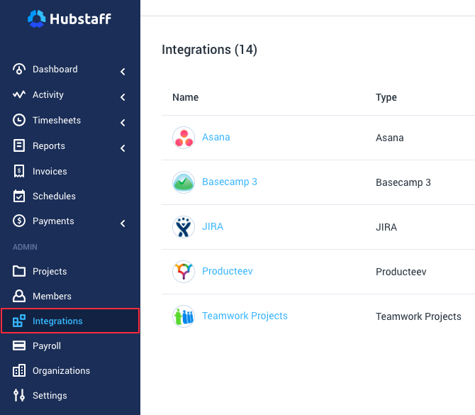 Link Projects and Users in Hubstaff Integration