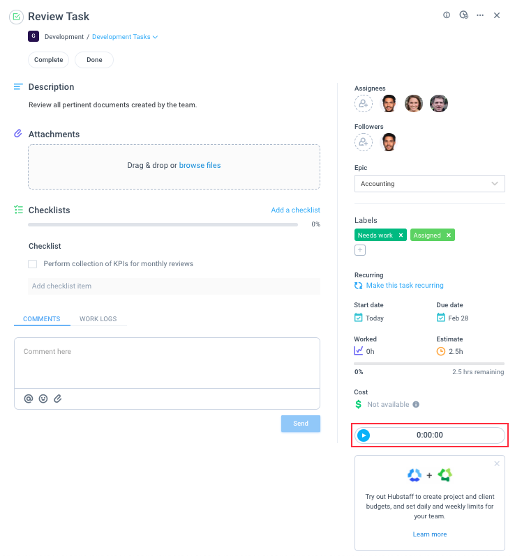 hubstaff tasks web timer