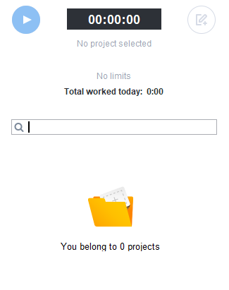 No projects/tasks in app