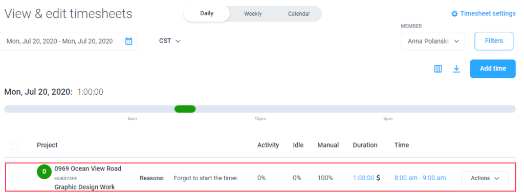How to Edit Manual Time in Hubstaff Time Tracking