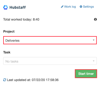 Hubstaff chrome browser app