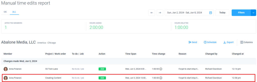 How can I add, delete, or edit time manually in Hubstaff?