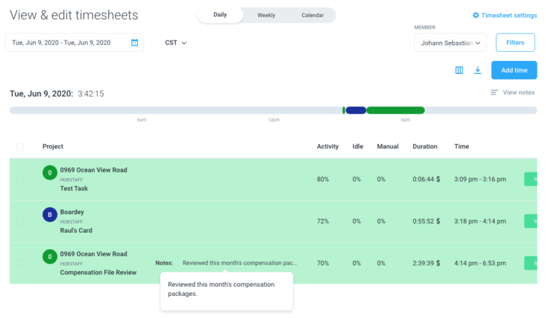 How do I add work notes in Hubstaff Time Tracking?