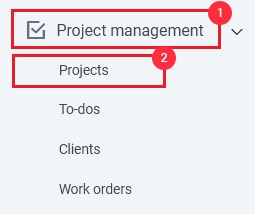 sidebar menu project management projects item