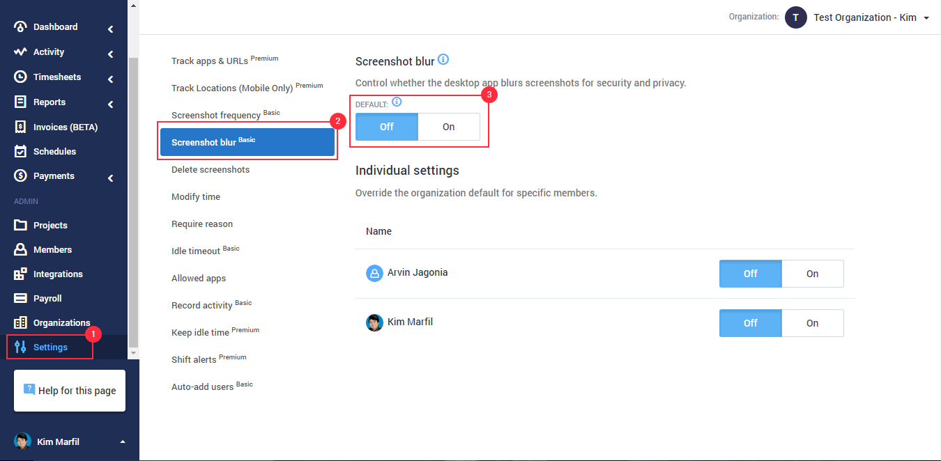 Hubstaff Screenshot Blur for Organizations