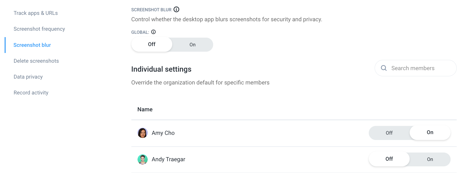 Hubstaff Screenshot Blur for Organizations