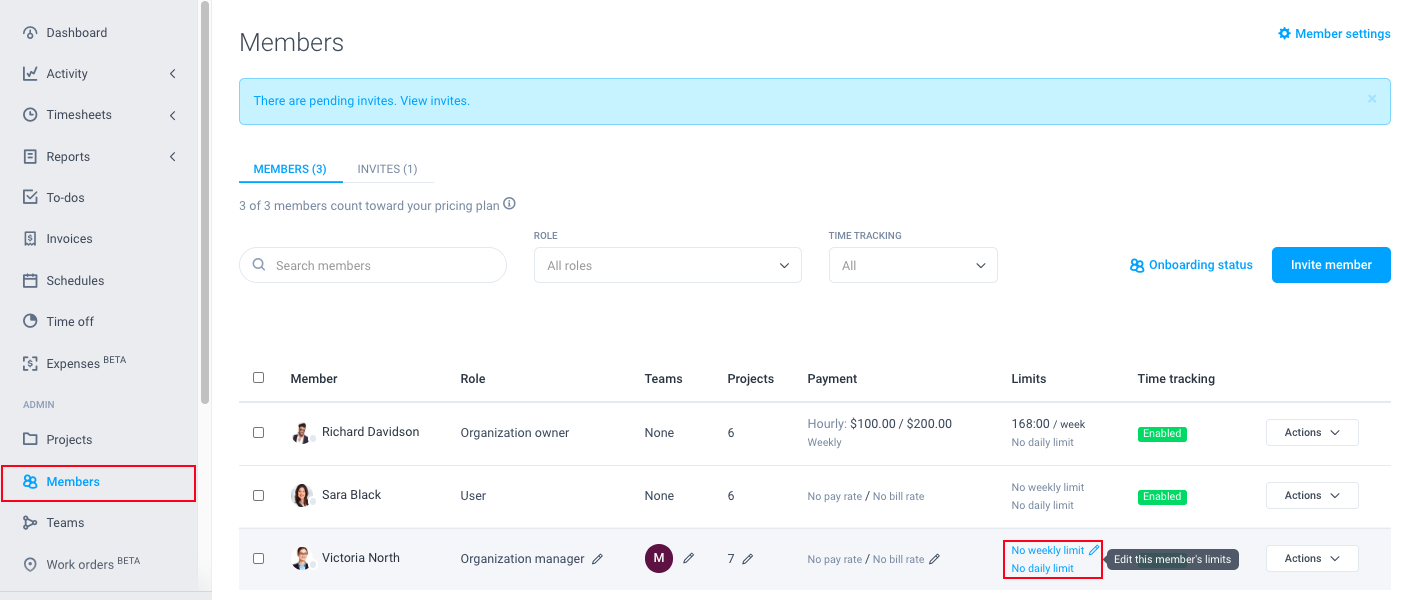 Setting Weekly Limits for your Team Hubstaff Support