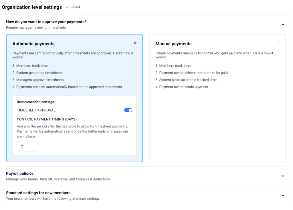 Set up Automatic Payments for payroll