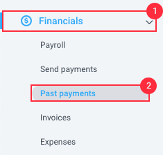 menu financials past payments
