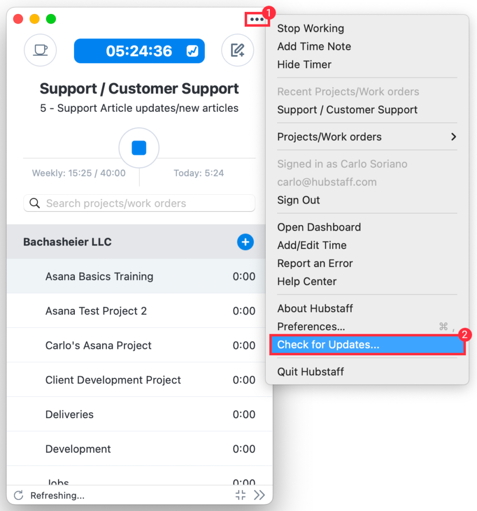 mac desktop app check for updates
