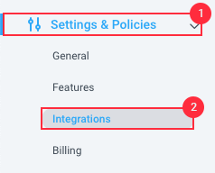 menu settings & policies integrations