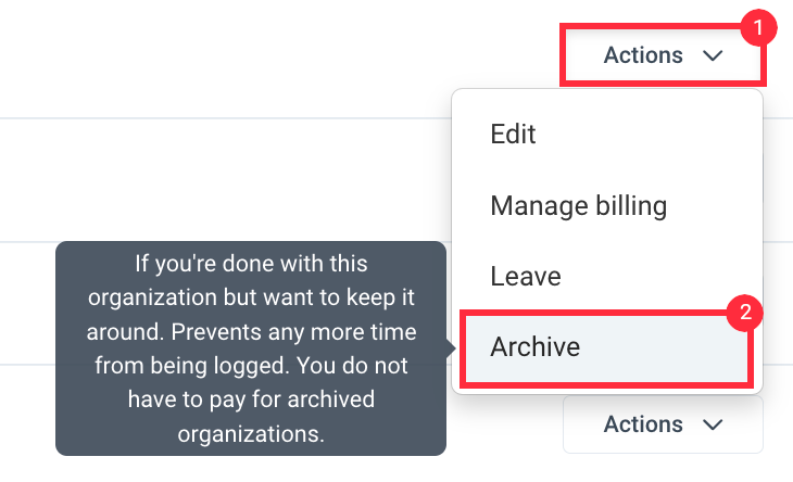 hubstaff organizations actions archive