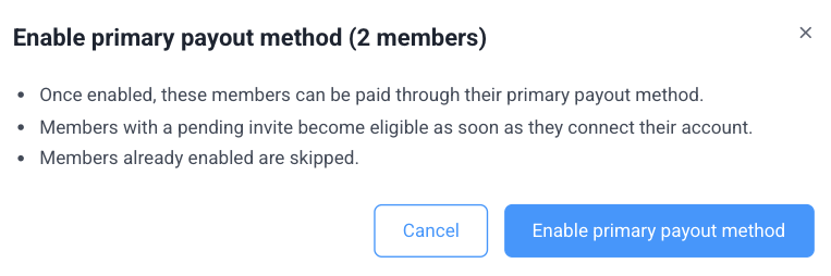 Enable primary payout confirmation dialog