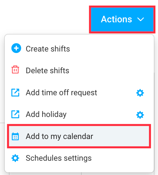 schedules actions add to my calendar