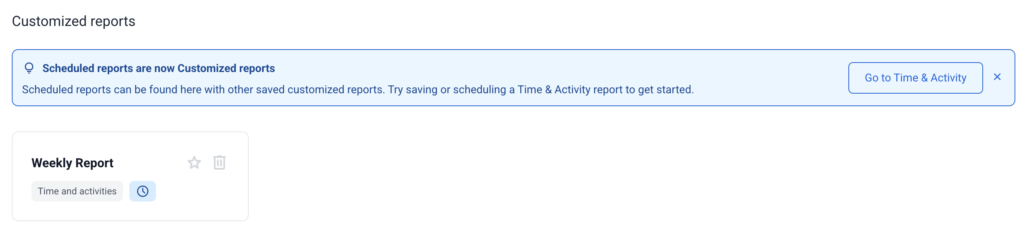 custom reports section