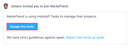 invite email Hubstaff Tasks
