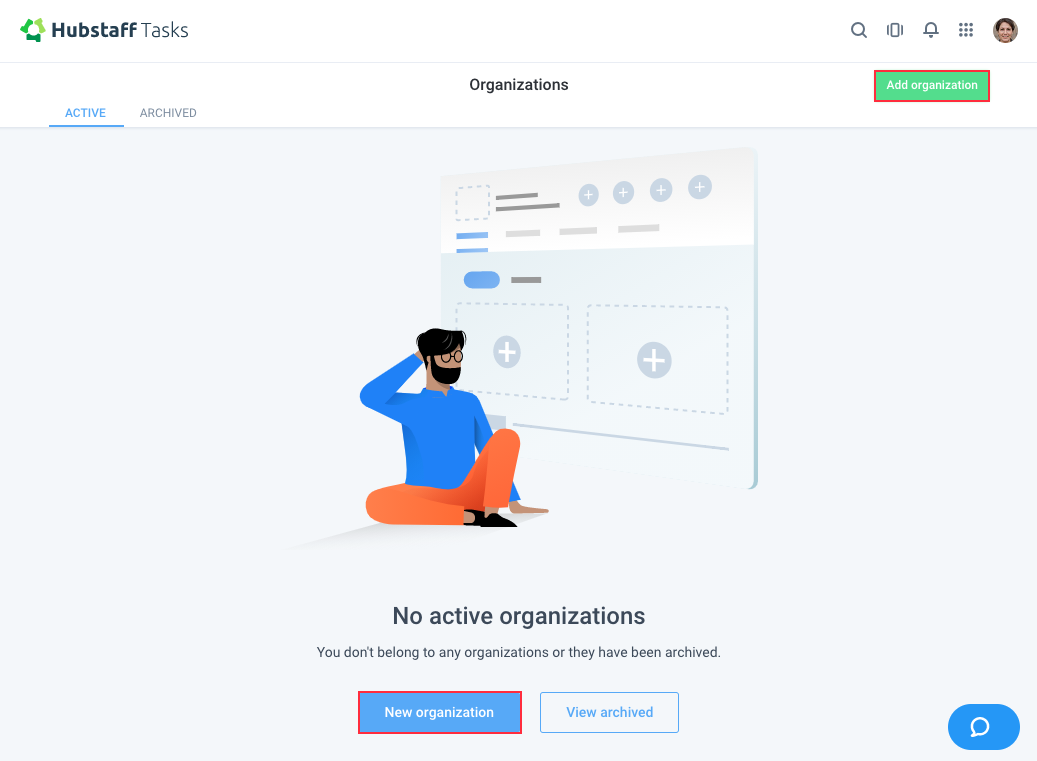 new organization Hubstaff Tasks