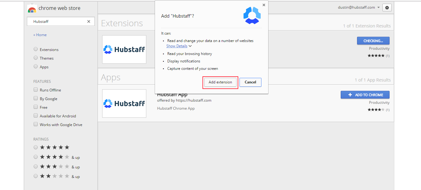 Installing the Hubstaff Chrome extension