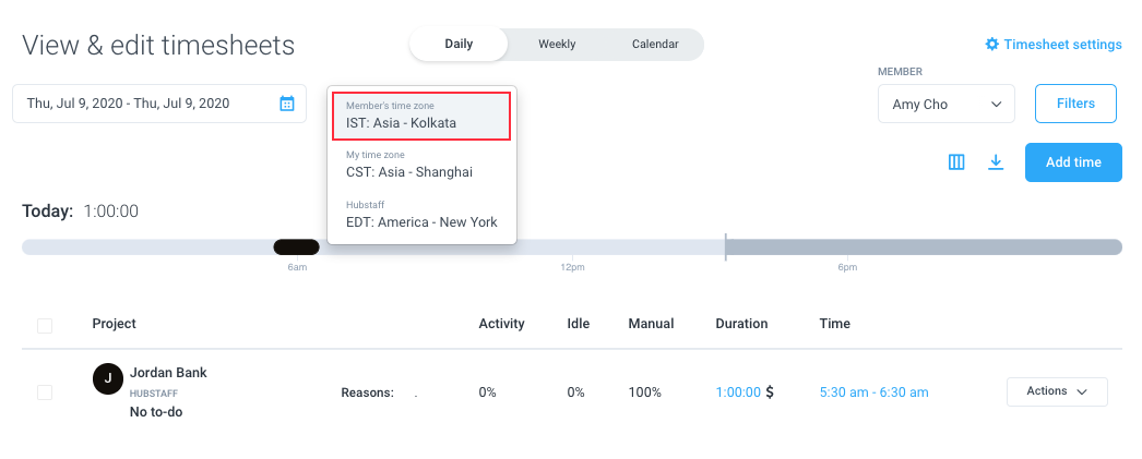 Viewing your data in different time zones Hubstaff Support