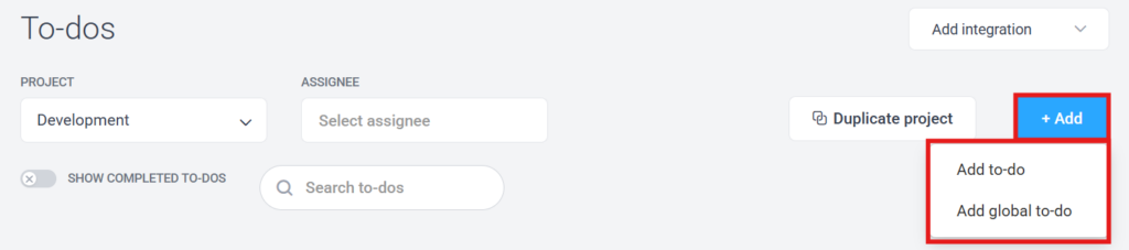 Global to-dos in hubstaff