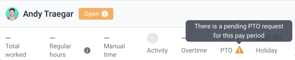 timesheet pending PTO
