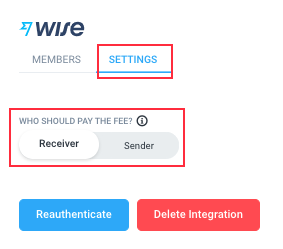 wise pay fee setting