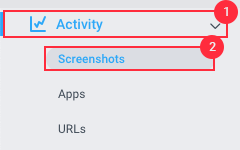 activity screenshots menu