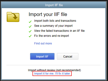 quickbooks enterprise 2019 iif import template