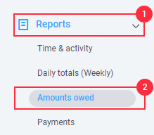 Payroll Overview Viewing unpaid hours Reports Amount Owed