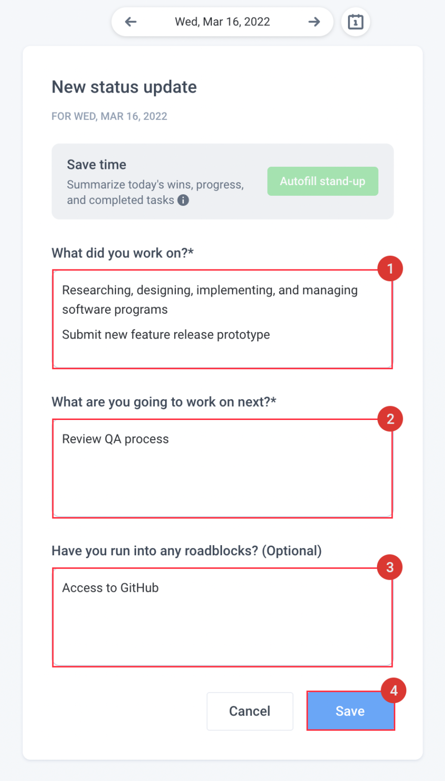 Standup Feature Overview in Hubstaff Tasks