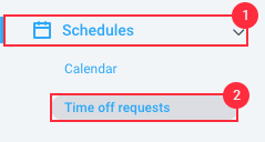 menu time off requests