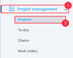menu project management projects