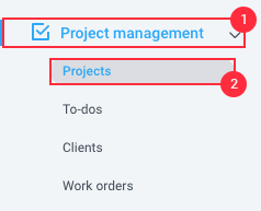 menu project management projects