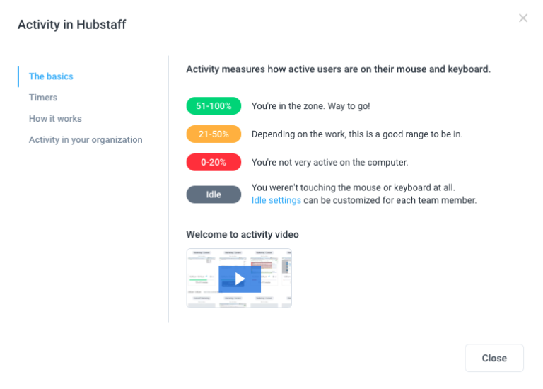 Activity Benchmarks feature in Hubstaff Time Tracking