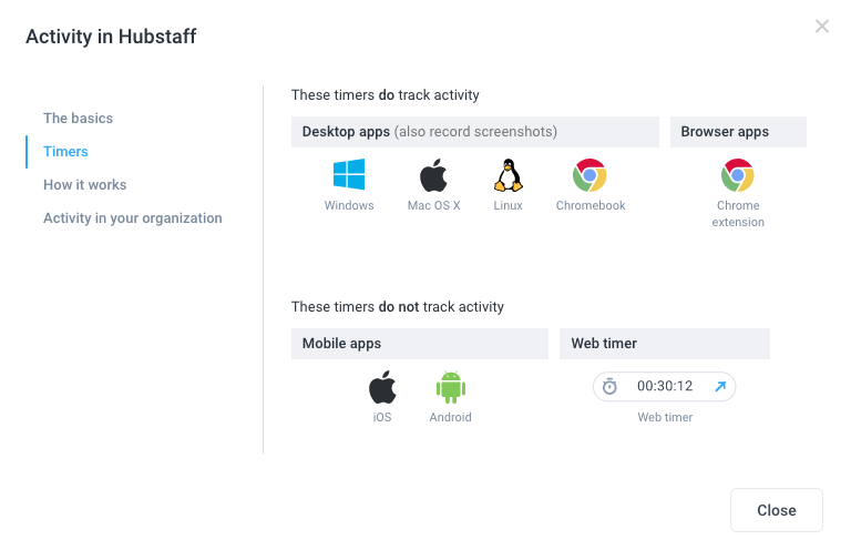 hubstaff activity benchmarks timers