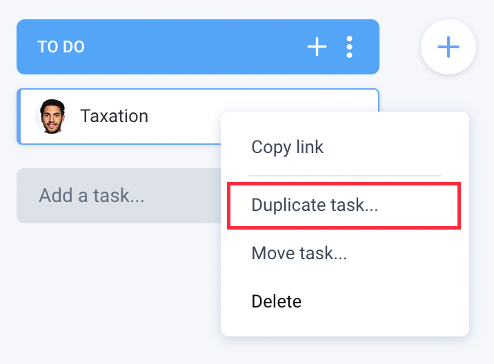duplicate task context menu