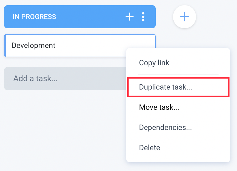 tasks duplicate task option