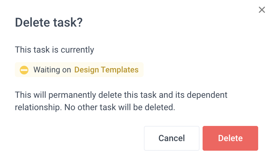 delete dialog dependent task