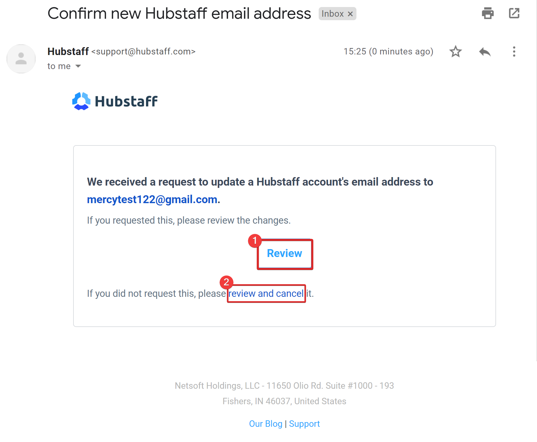 confirm new Hubstaff email address