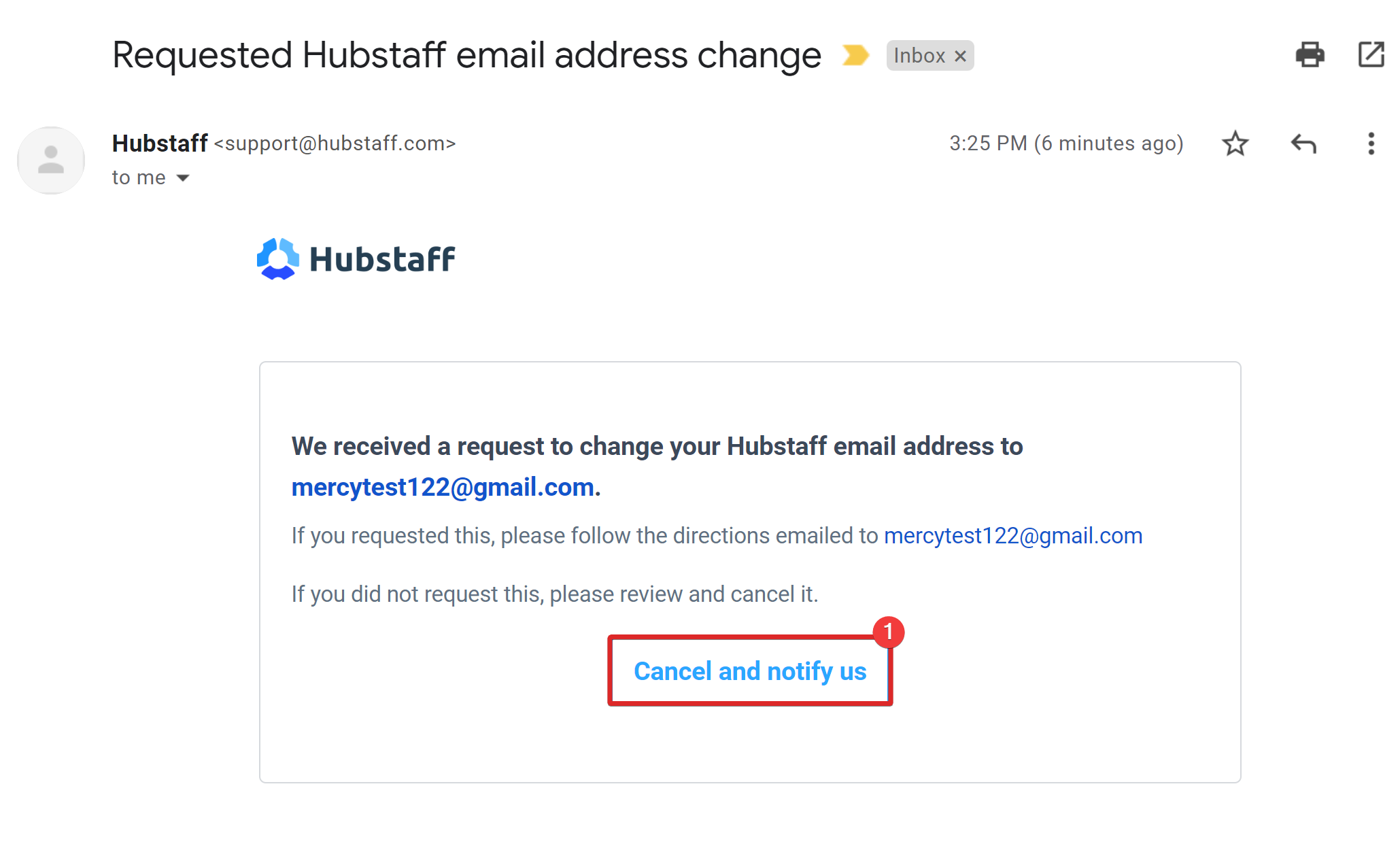 requested email change address