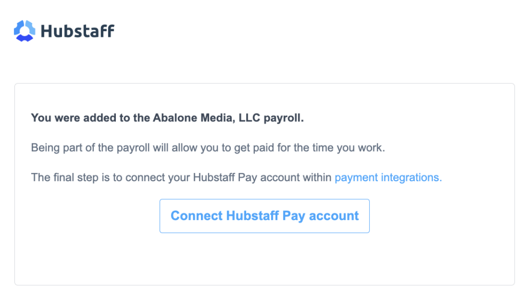 hubstaff pay invite email