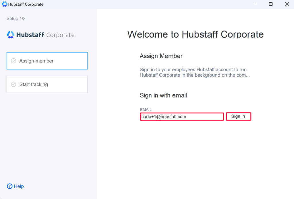 hubstaff corporate user sign in