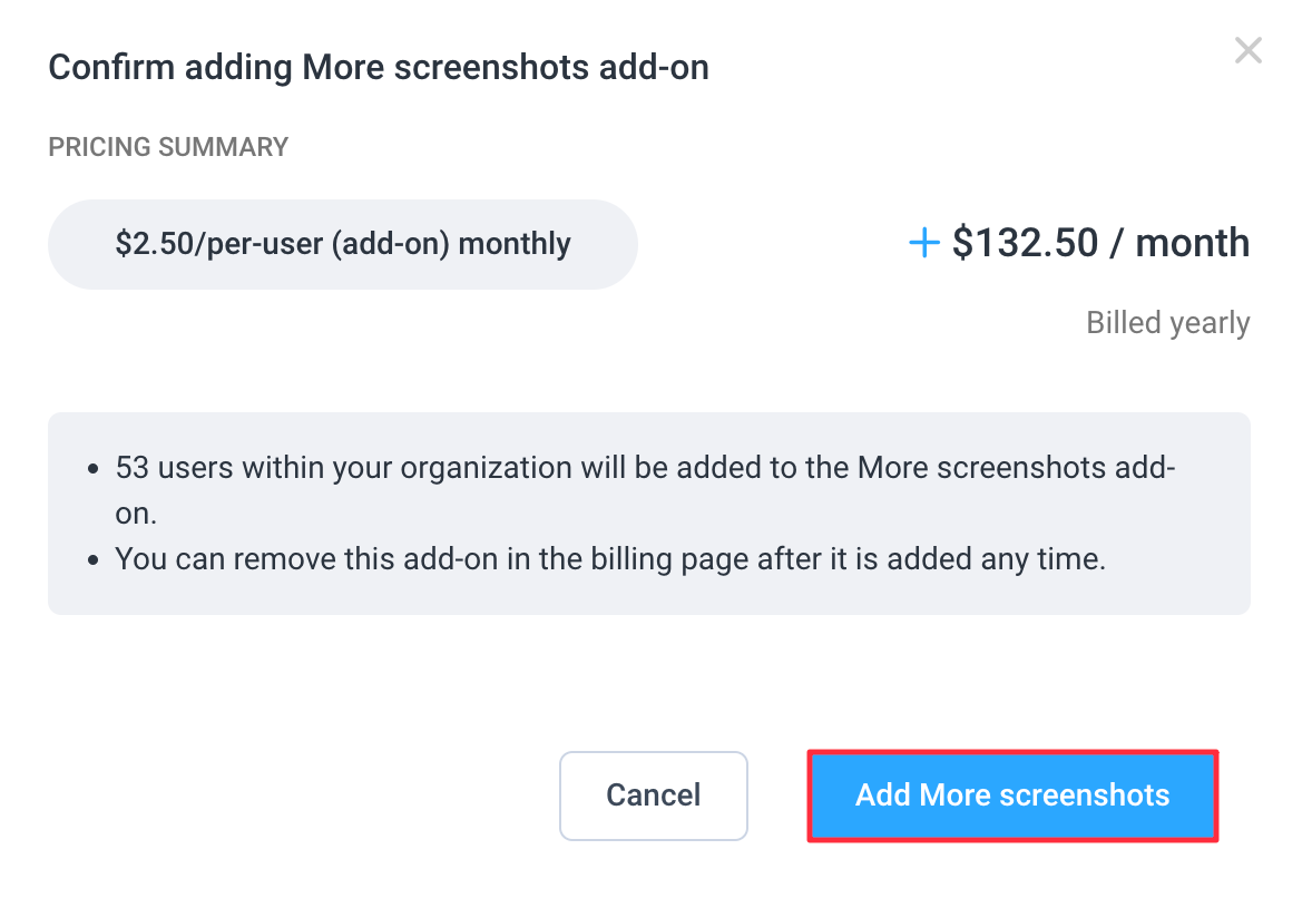 More Screenshots Addon Hubstaff Support
