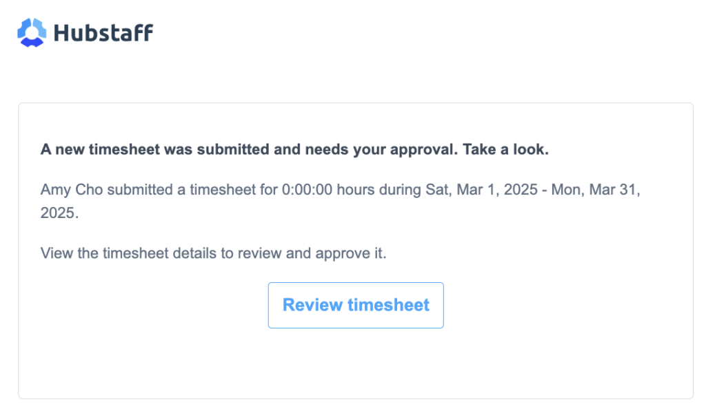timesheet approvals email