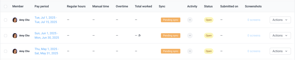timesheet approvals sample