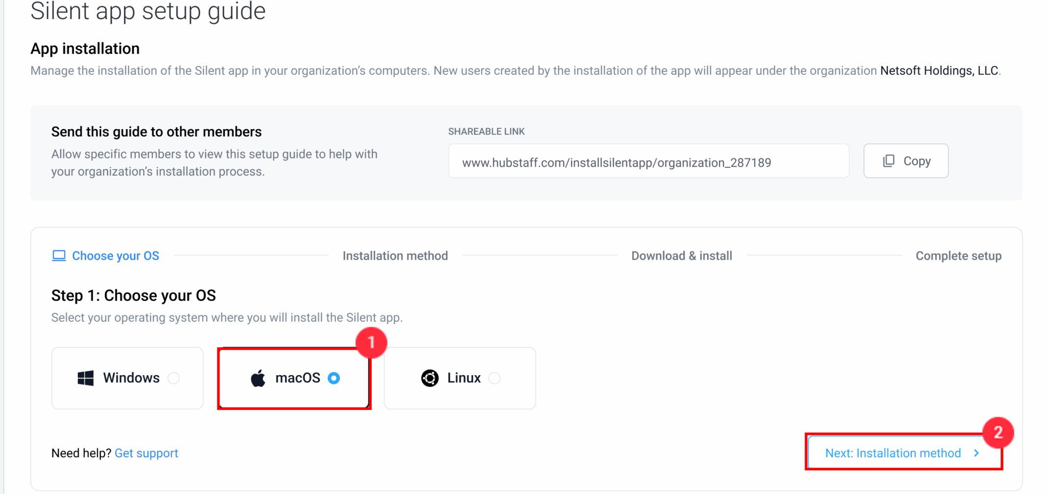Select macOS and Download