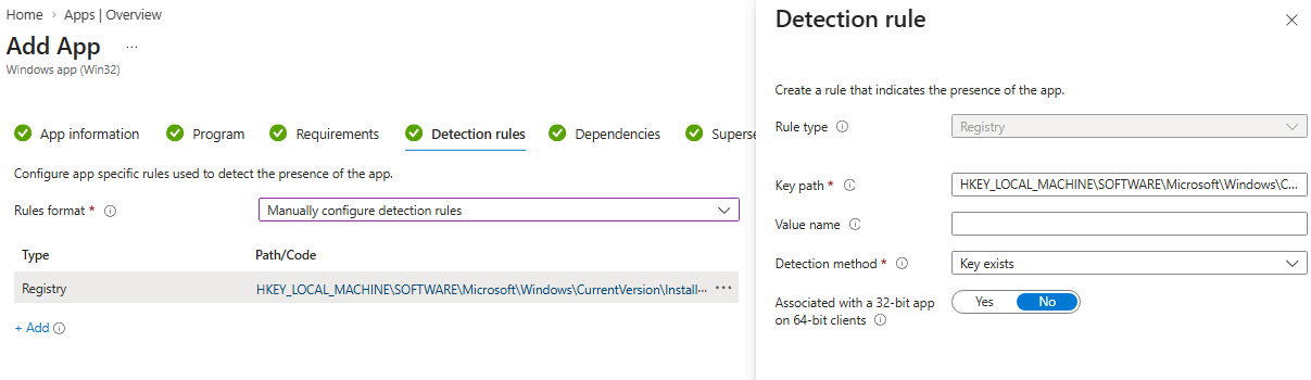 Detection rules Intune