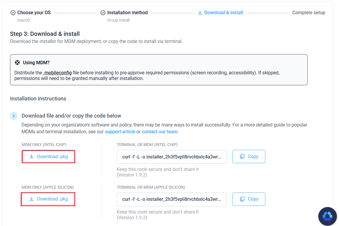 silent app downlaod link pkgmacOSgroup