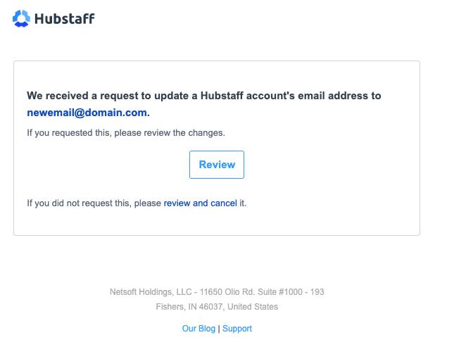 confirm new Hubstaff email address